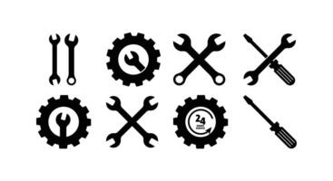 collection of service icon set tools gear wrench template design vector