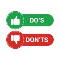 do's and don'ts icon positive and negative choice design template vector