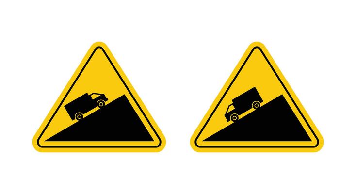 steep climb warning sign for trucks design template