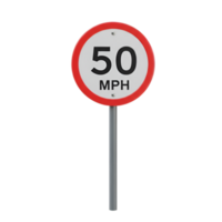 Isolated Speed Limit Sign Fifty Miles Per Hour on Transparent Background png