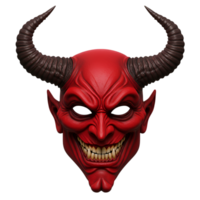 Intense Red Devil Mask with Menacing Horns and Grinning Teeth on Transparent Background png