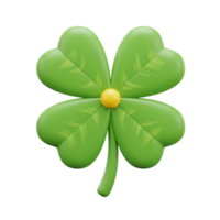 Lucky Four Leaf Clover 3D Render on a Transparent Background for Design Projects png