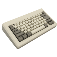 Vintage Mechanical Keyboard with Cream and Gray Keys on Transparent Background png