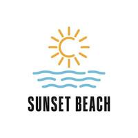 sunset beach wave logo design creative idea vector