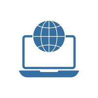 internet global network icon with laptop design concept vector