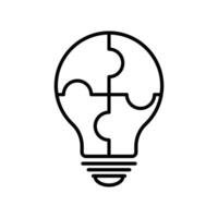light bulb puzzle icon solution design template vector