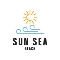 sun sea beach minimalist logo design concept idea vector