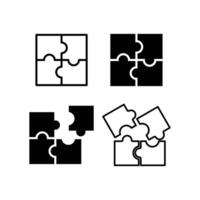 puzzle icon jigsaw design template set collection vector