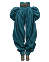 Stylish Teal Fashion Pants with Unique Puffed Design and Belt png