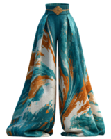 Elegant Flowing Fabric Trousers with Vibrant Abstract Pattern Design png