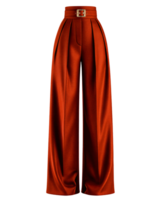Elegant High-Waisted Wide-Leg Pants in Rich Rust Color with Belt png