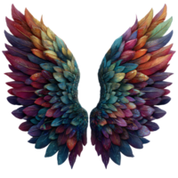 Vivid and Colorful Abstract Wings with Leaf Patterns and Textures png