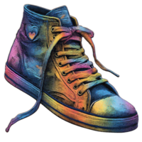Colorful Artistic Sneaker with Heart Design and Abstract Background png