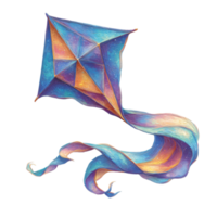 Colorful Kite with Flowing Ribbon in Bright Sky during Daylight png
