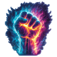 Vibrant Energy Burst from a Clenched Fist png