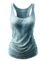 Soft Aqua Blue Tank Top with Soft Texture and Stylish Draping png