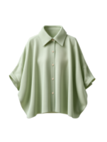Light Green Casual Shirt with Button Closure and Loose Fit Design png