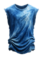 Blue Gradient Oversized Tank Top with Wrinkled Fabric Texture png