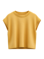 Stylish Yellow T-Shirt with Short Sleeves and Soft Fabric Texture png