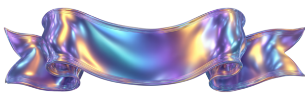 Iridescent Ribbon Banner with Shimmering Colors and Fluid Design png