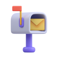 3D mailbox with an envelope inside symbolizing received mail. Ideal for email clients communication platforms and UI alerts for new messages. png