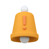 Orange 3D notification bell with exclamation point for a significant alert or reminder. Vivid UI icon for updates and important info. png