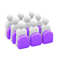 3D group of figures representing a team community or audience. Perfect for illustrating collaboration user groups and collective social effort. png