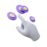 Hand interacting with floating circular elements a 3D rendered icon representing touch interface selection options data management or financial transaction png
