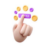 Hand entering PIN on a touch screen interface a 3D rendered icon for security authentication login access or confidential data protection technology png