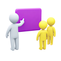 Figure presenting pie chart data to an audience a 3D rendered icon for business statistics financial report market analysis or team meeting png