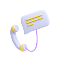 Telephone receiver with speech bubble a 3D rendered icon for phone call voice message conversation customer support or telecommunication png