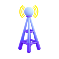 Radio communication tower antenna a 3D rendered icon for broadcast signal transmission wireless network or telecommunication infrastructure png