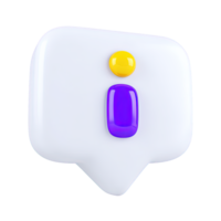 Speech bubble with information i symbol a 3D rendered icon for message notification help tip online chat support or communication alert png