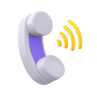Telephone receiver with sound waves a 3D rendered icon for active phone call ringing incoming call or audio communication sound signal png