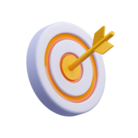 Target with arrow in bullseye center a 3D rendered icon representing success achievement goal attainment precision aiming or strategic focus png