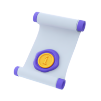 Information i symbol on ancient scroll 3D rendered icon for document knowledge guidelines important message or historical record png