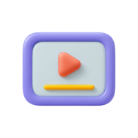 play button media player icon 3D rendered for starting multimedia content online streaming movie watching or music playback control png