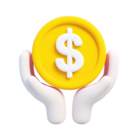 3D icon Yellow hands holding a lightbulb with an upward arrow, representing an idea for growth, an innovative solution for progress, or a positive concept. Isolated. png