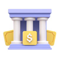 3D bank building icon with a dollar sign shield symbolizing financial security and protected investments Isolated rendered graphic for secure banking services and safe finance concepts png