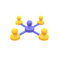 3D network hub switch with connected nodes people users for communication social networking teamwork Isolated rendered graphic for collaboration and connectivity png