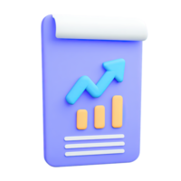 3D icon Blue clipboard with upward trending bar chart and arrow symbolizing positive report performance growth or successful project Isolated png