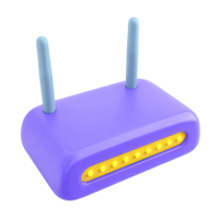WiFi router device for wireless internet 3D rendered icon representing network connection broadband access or home office hotspot technology png