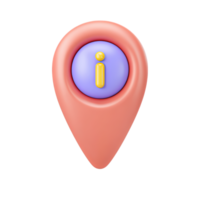 Location pin with information i symbol 3D rendered icon for map point of interest details navigation guidance or geo location data png
