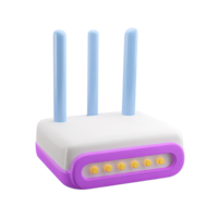 Wireless internet router with multiple antennas 3D rendered icon for high speed network connection WiFi access or broadband modem device png