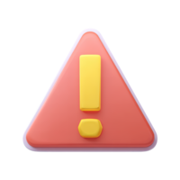 Triangular warning sign with exclamation mark 3D rendered icon for hazard alert caution notification or important safety information png