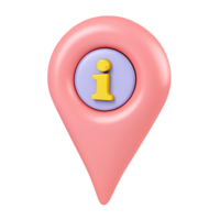 Map marker pin with information i symbol 3D rendered icon for point of interest details location guidance or geo tagging data png