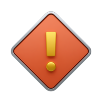 Diamond shape warning sign with exclamation mark 3D rendered icon for alert notification error message caution or important information png