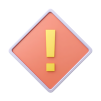 Caution sign with exclamation mark in diamond 3D rendered icon for warning alert important notice error notification or risk symbol png