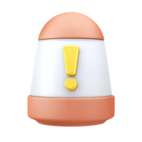 Warning beacon with exclamation mark 3D rendered icon for alert signal caution light important notification or hazard indication system png
