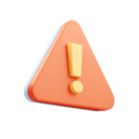 Angled 3D orange triangular warning sign with an exclamation mark. Indicates caution, potential risks, important system alerts, or user notifications clearly. png